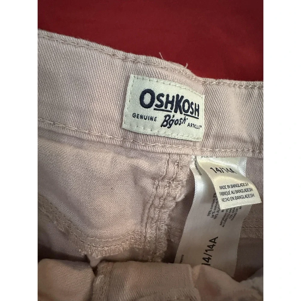 OshKosh B'gosh Pants Girls‎ 14 Pink Cropped Twill Raw Hem Casual Chinos